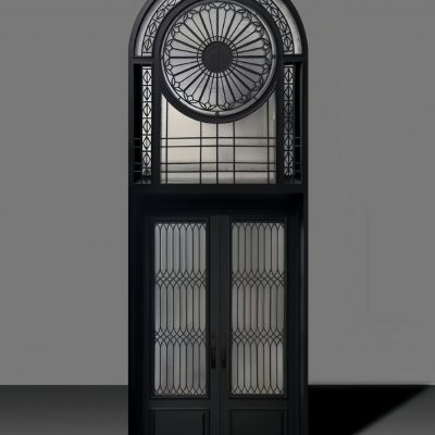 Elegant double door with decorative glass design