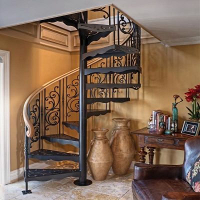 Black Classic Wrought Iron Spiral Staircases