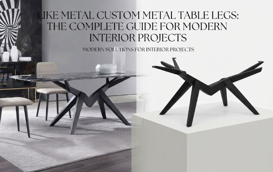 Custom metal table legs manufactured by Like Metal