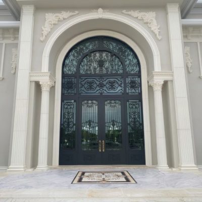 Custom Wrought Iron Glass Entry Door for Architectural Projects