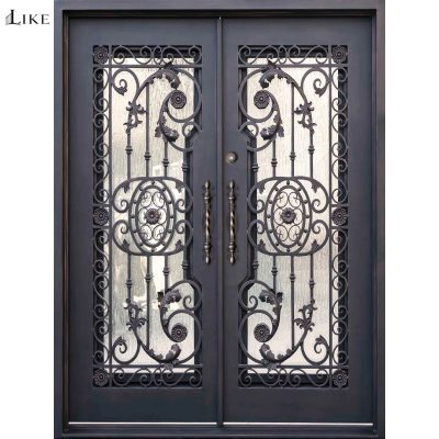 wrought iron glass front door