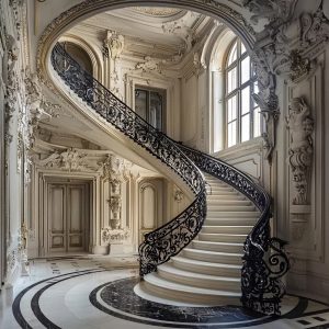 LIKE Metal custom wrought iron railings for luxury homes featuring elegant balcony railings, staircase handrails, and terrace guardrails with ornate scrollwork, decorative finials, and durable powder-coated black finish, designed to complement high-end residential architecture and enhance property value.