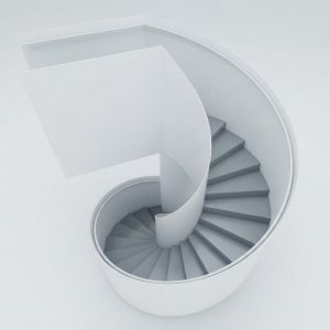 Two-Tone Steel Spiral Staircase