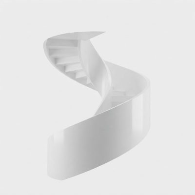 White Curved Steel Spiral Staircase