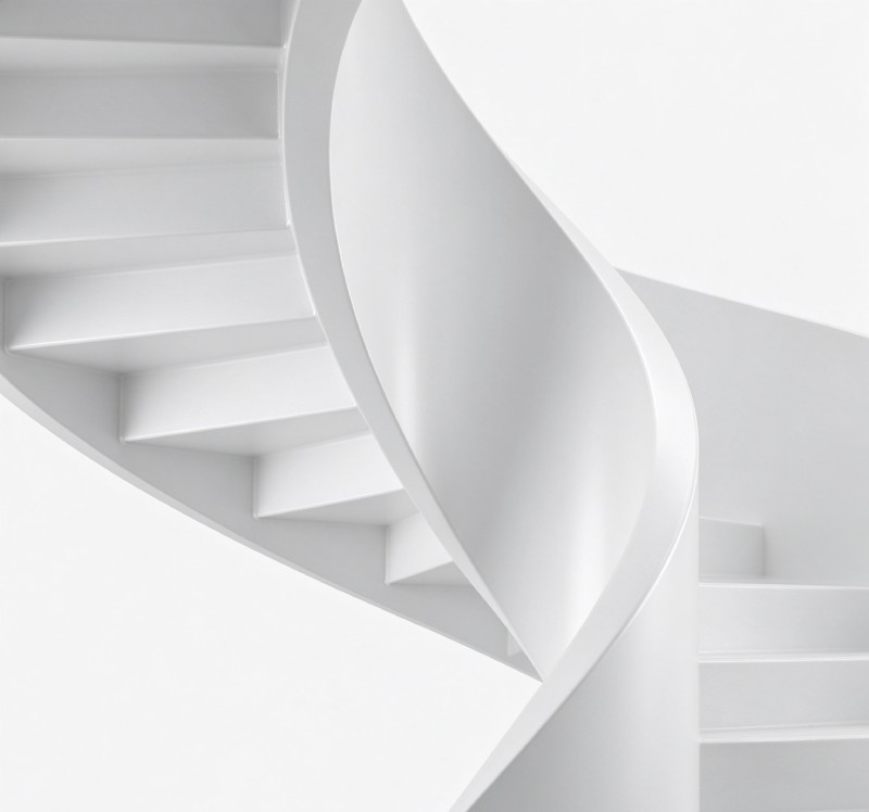 White Curved Steel Spiral Staircase