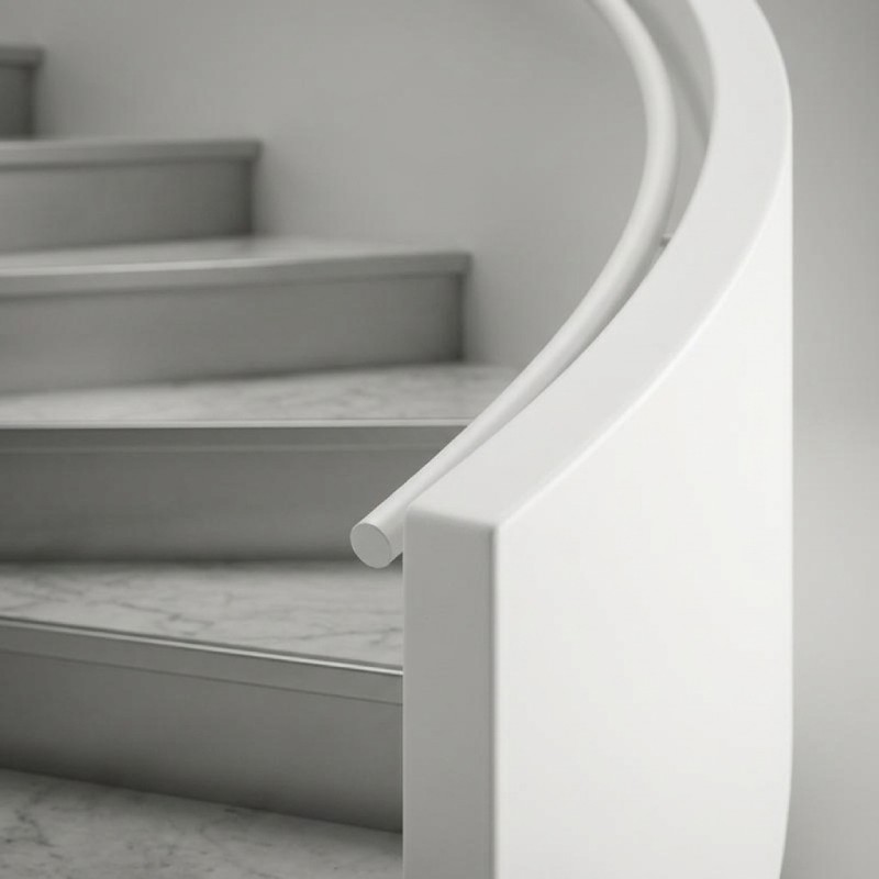 White Steel Helical Spiral Staircase